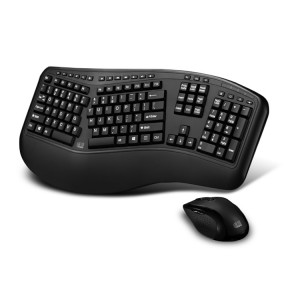 Adesso Tru-Form Media 1500 Wireless Ergonomic Keyboard and Mouse Combo, Model: WKB-1500GB.