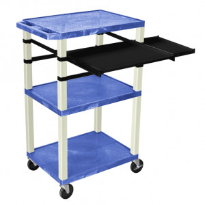 Blue H.Wilson 42in Tuffy Presentation Cart without Cabinet, Keyboard Shelf and Side Pullout Shelf, M