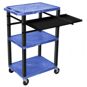 Blue H.Wilson 42in Tuffy Presentation Cart without Cabinet, Keyboard Shelf and Side Pullout Shelf, M