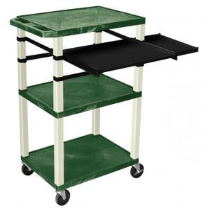 Hunter Green H.Wilson 42in Tuffy Presentation Cart without Cabinet, Keyboard Shelf and Side Pullout 