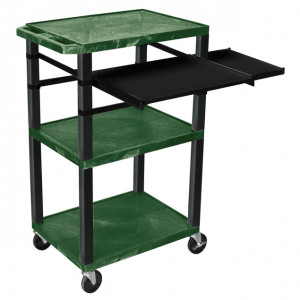 Hunter Green H.Wilson 42in Tuffy Presentation Cart without Cabinet, Keyboard Shelf and Side Pullout 