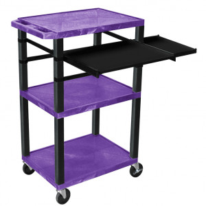 Purple H.Wilson 42in Tuffy Presentation Cart without Cabinet, Keyboard Shelf and Side Pullout Shelf,