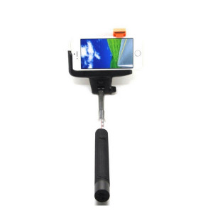Extendable Handheld Monopod Audio Cable Selfie Stick Z07-7-BK for IOS iPhone and Android Smartphone