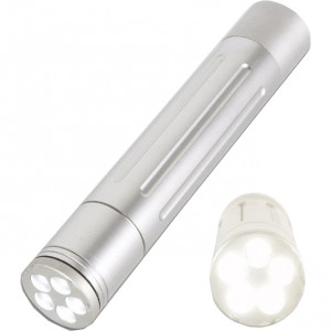 Silver Velleman ZL303W5 Aluminium LED Torch, w/ 5 White LEDs