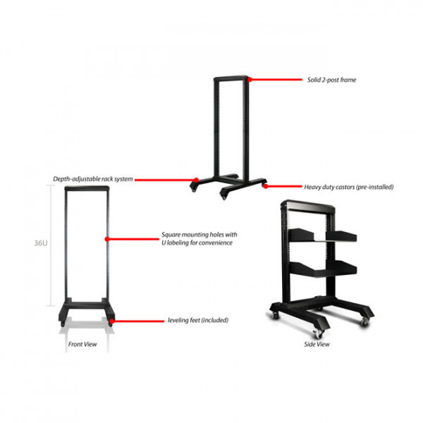 iStarUSA WO2-36B 36U 2 Post Open Frame Rack