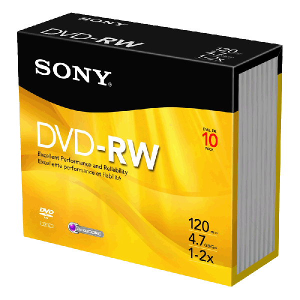 Sony 10DMW47SS 2X 4.7GB DVD-RW Disc 10-Pack