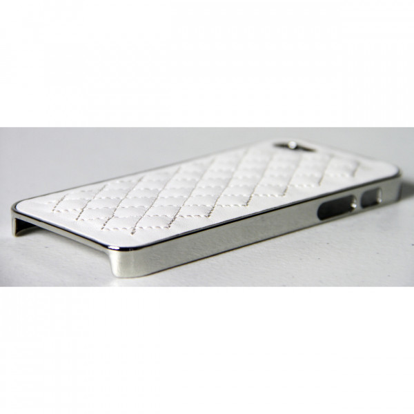 Logisys White Deluxe PU Leather Chrome Hard Back iPhone 5/5s Case