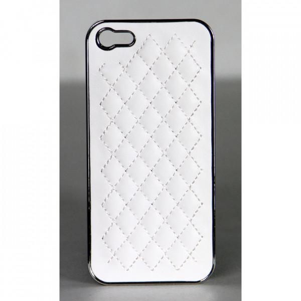 Logisys White Deluxe PU Leather Chrome Hard Back iPhone 5/5s Case