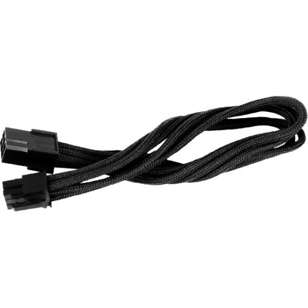 Black Silverstone Sleeved Extension Power Supply Cable with 1 x 6-Pin to PCI-E 6-Pin Connector