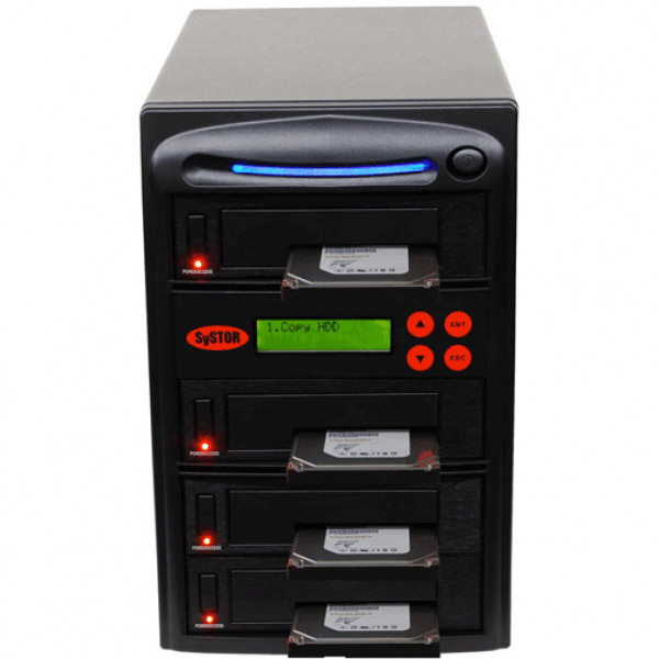 Black Systor 1 to 3 SATA 2.5in and 3.5in Dual Port/Hot Swap Hard Disk Drive (HDD/SSD) Duplicator/Sanitizer